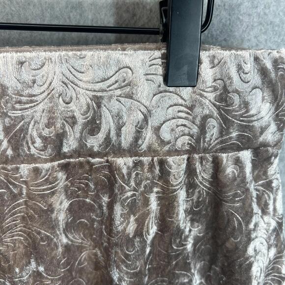 Vintage Claudia Richard Knee Skirt Womens L Taupe Paisley Imprint Crushed Velvet - Picture 2 of 8